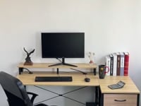 Escritorio de oficina L con cajones Color Madera Veteada