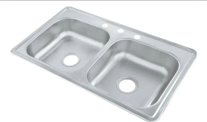 Kit De Fregadero Tarja Tina Doble Acero Inoxidable 84x48cm