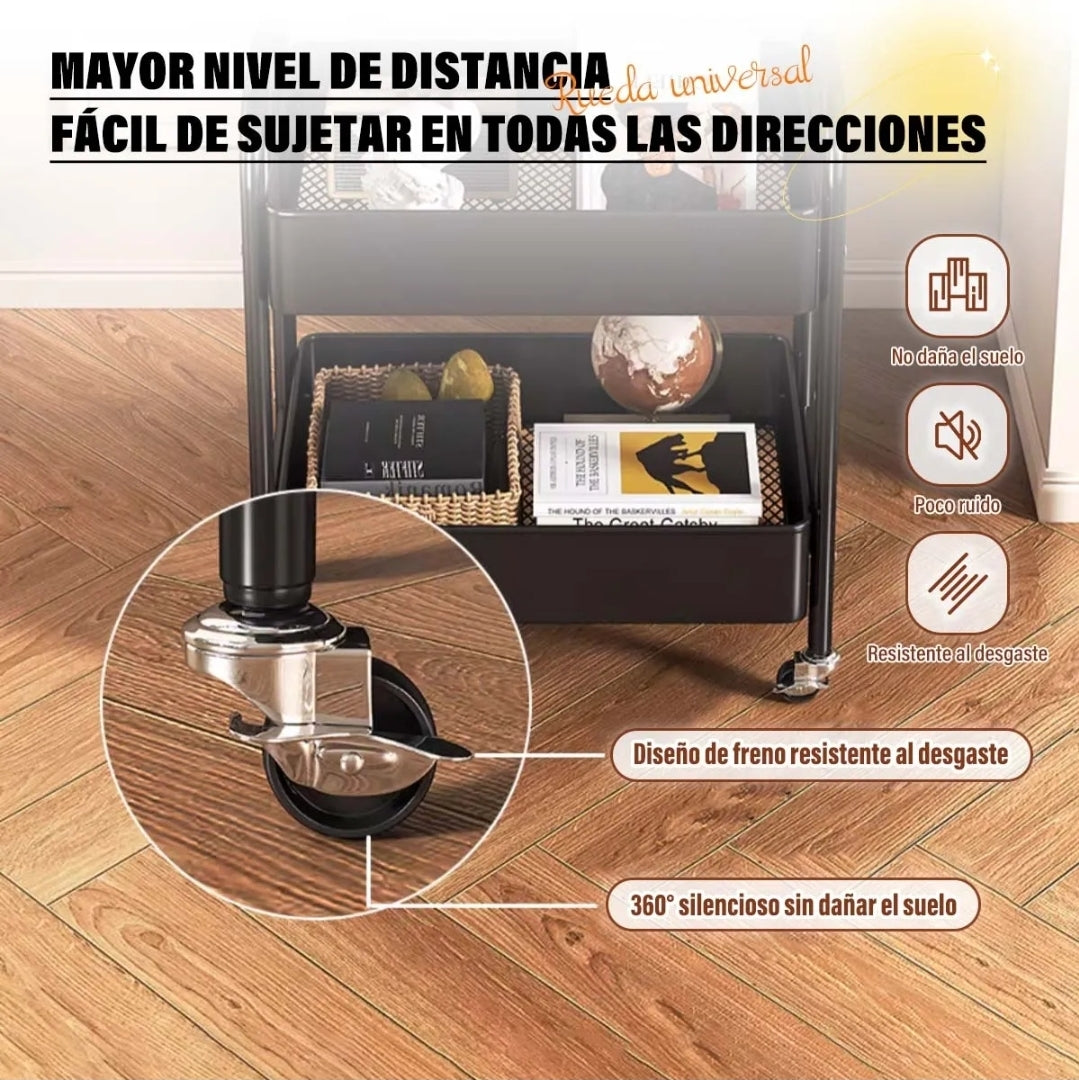 Carrito de almacenamiento de metal 4 niveles