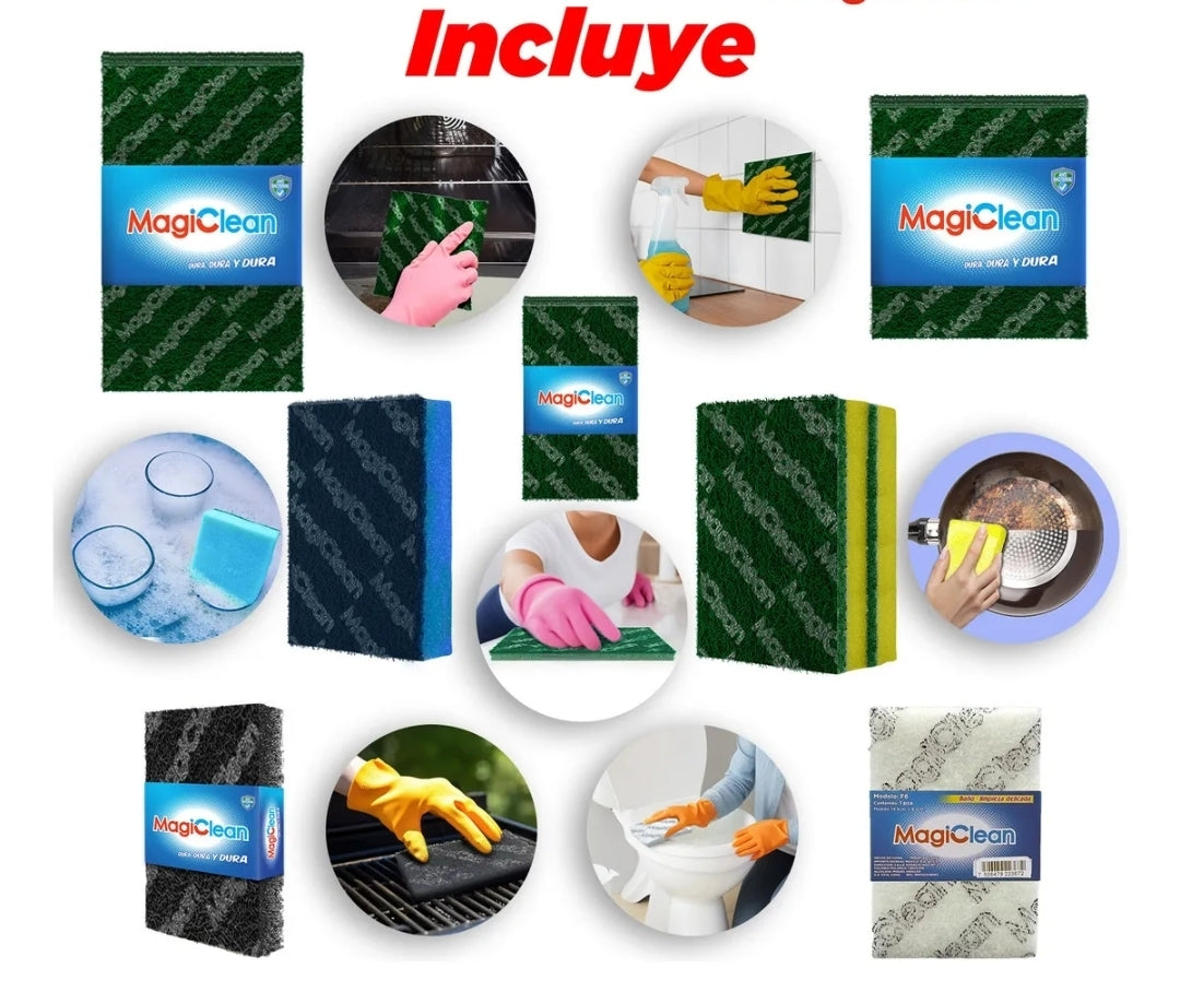 Kit Mop Trapeador Mágico + Fibras de limpieza