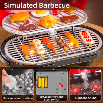 Parrilla de juguete para niños con luz y sonido