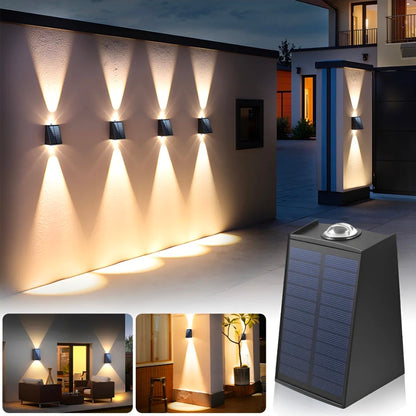 4 lámparas de pared Led solar luz cálida