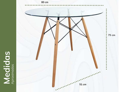 Mesa Eames Redonda con cristal