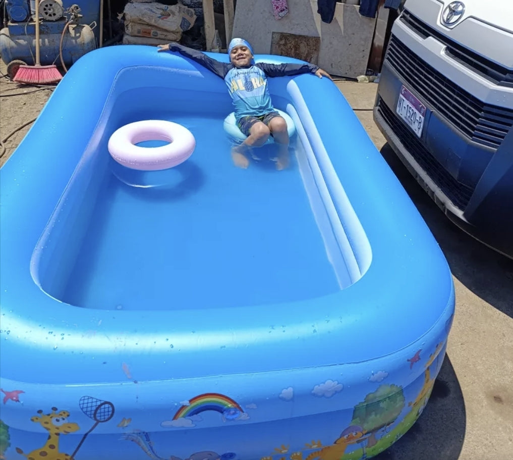 260cm Alberca Inflable Rectangular Familia Piscinas-azul