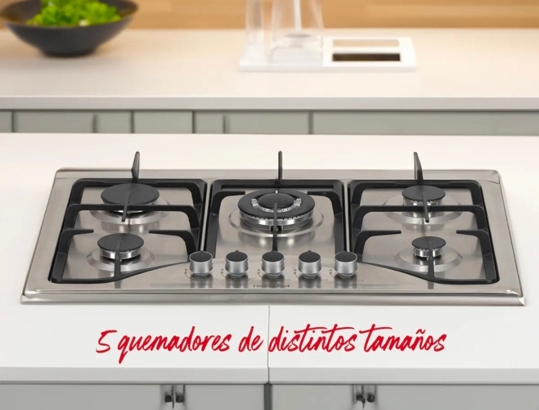 Parrilla A Gas Empotrable Estufa De Mesa 5 Quemadores Lp/nat Color Plateado