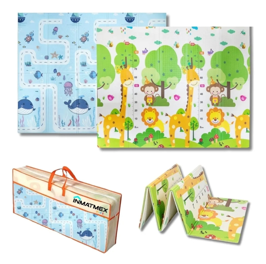 Tapete de bebé antigolpes plegable 2.00x1.50m doble cara