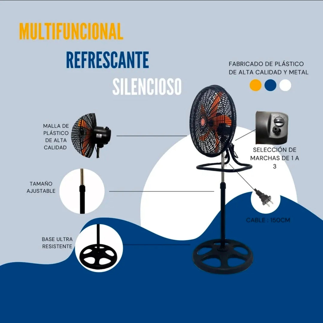 Ventilador 18" 3 en1  Diámetro de aspa 45 Cm Frecuencia 60hz