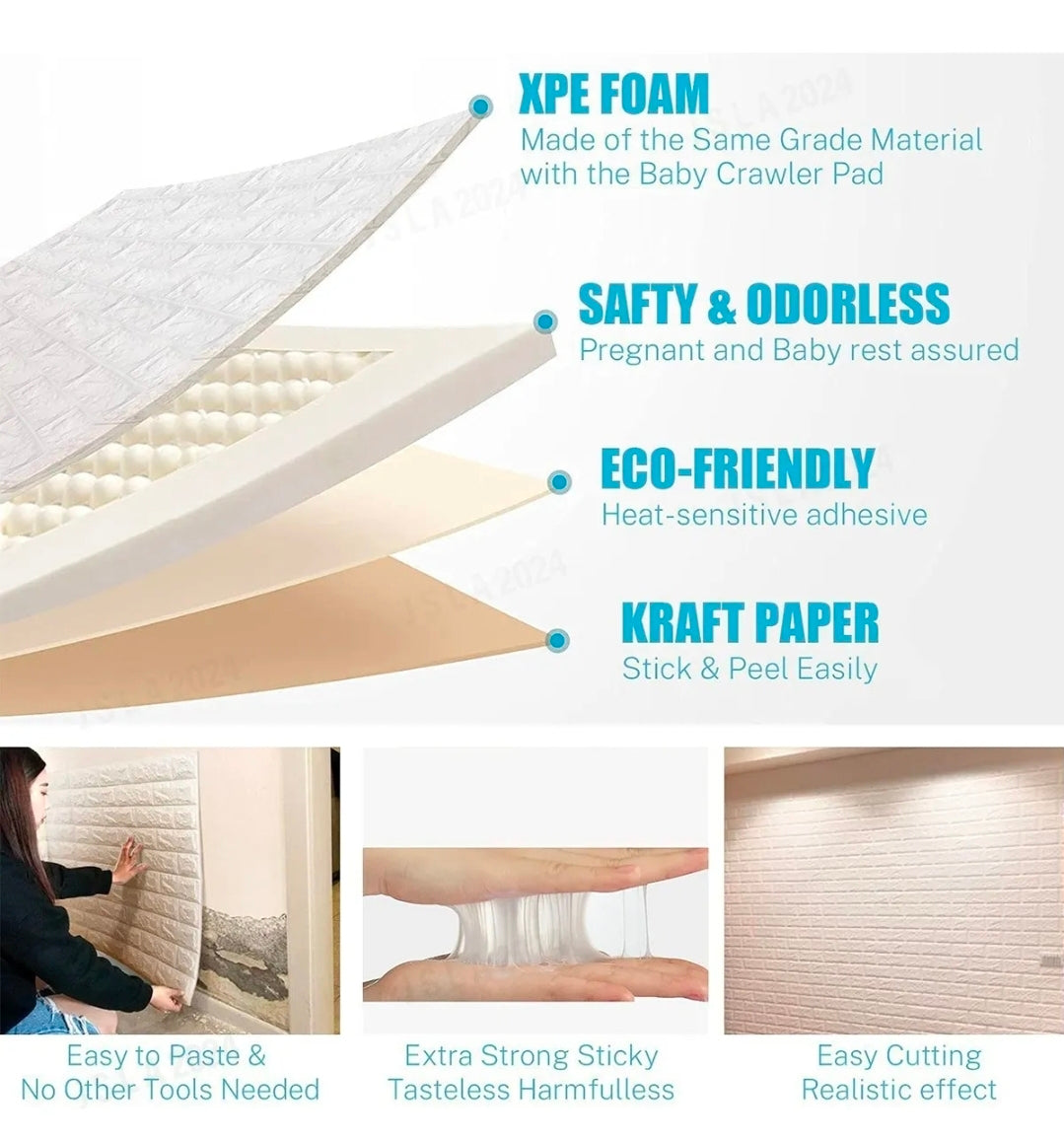 Panel decorativo 3D espuma impermeable 30pz