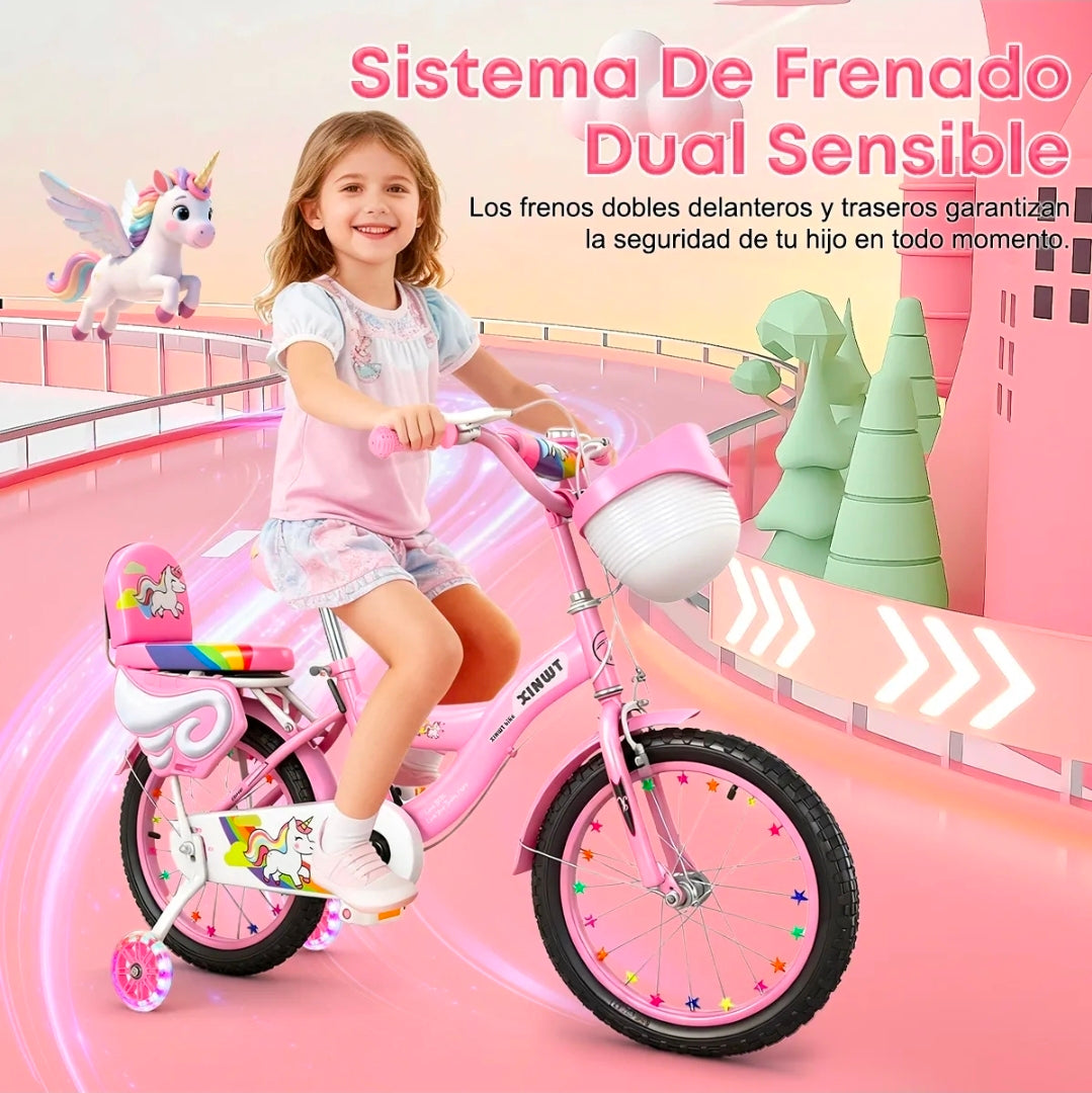 Bicicleta Infantil R16 rosa 4-12 Años Con Ruedas Auxiliares Rgb