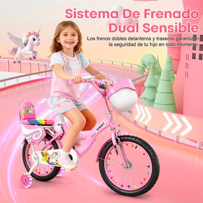 Bicicleta Infantil R16 rosa 4-12 Años Con Ruedas Auxiliares Rgb