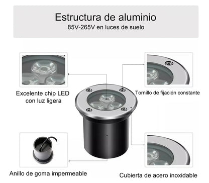 8 Lámparas de piso 3W luz cálida