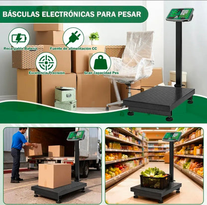 Báscula Comercial Digital 500 Kg Industrial Con Plataforma