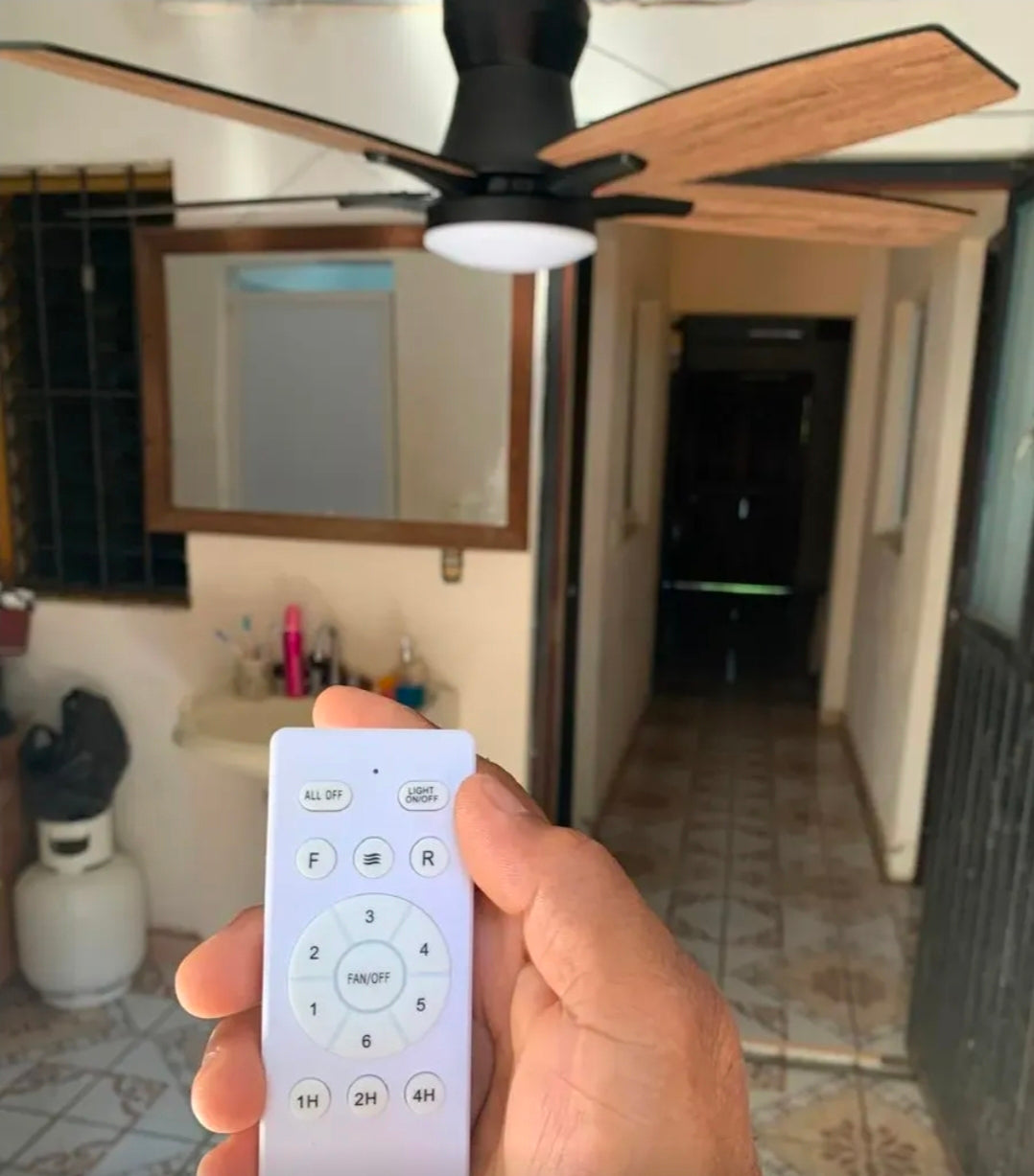Ventilador De Techo Con Luz Y Mando A Distancia 1.07 M 60hz Negro/Madera