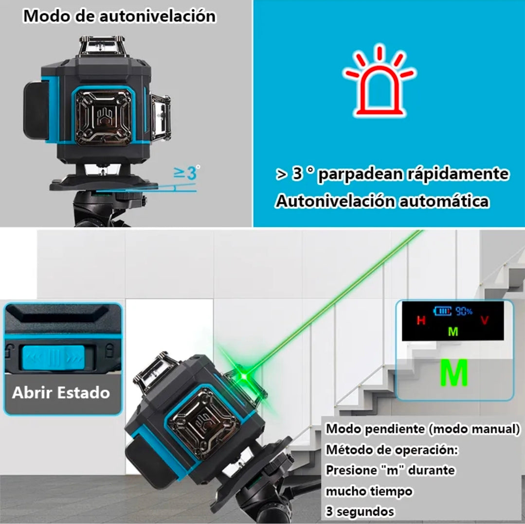 Nivel láser autonivelante 360° con receptor