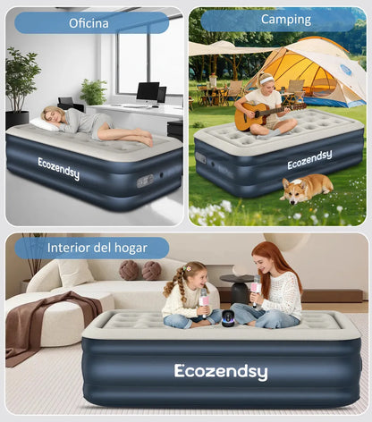 Colchón Inflable Individual Con Bomba Eléctrica De Enchufe Cama De Aire Portátil 195*100*40 cm