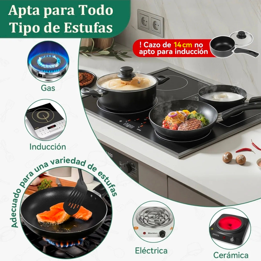 Batería de cocina 27 piezas Aluminio Antiadherente Novry