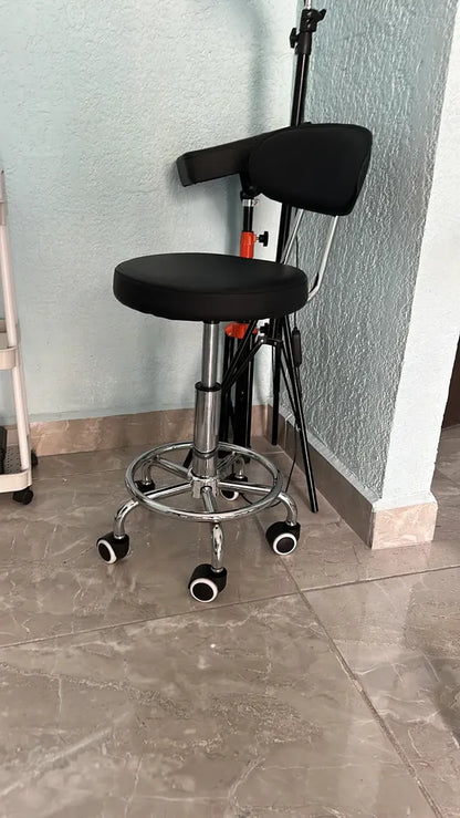 Silla de escritorio OUO LT00334E Taburete Giratorio negra con tapizado de cuero sintético