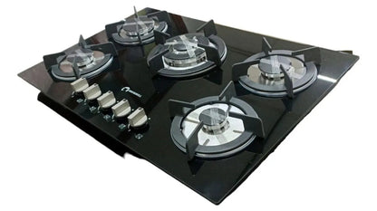 Parrilla  Shorbull  Estufa 5 Quemadores Gas Vidrio Templado Color Negro