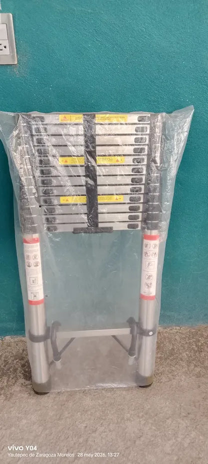 Escalera Telescópica Plegable 5 Metros Altura Ajustable Portátil Con Ganchos