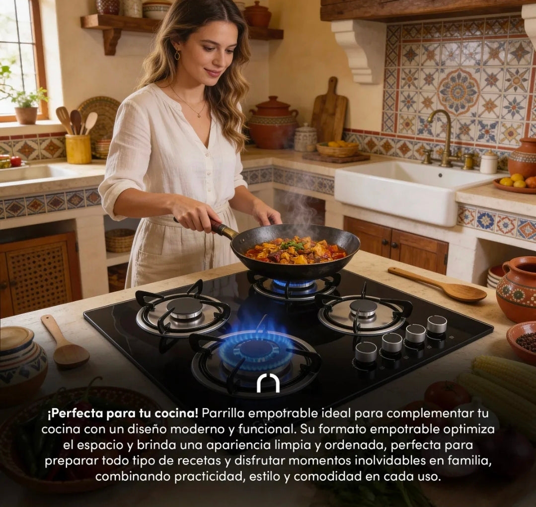 Parrilla 4 quemadores cristal templado RAGANET