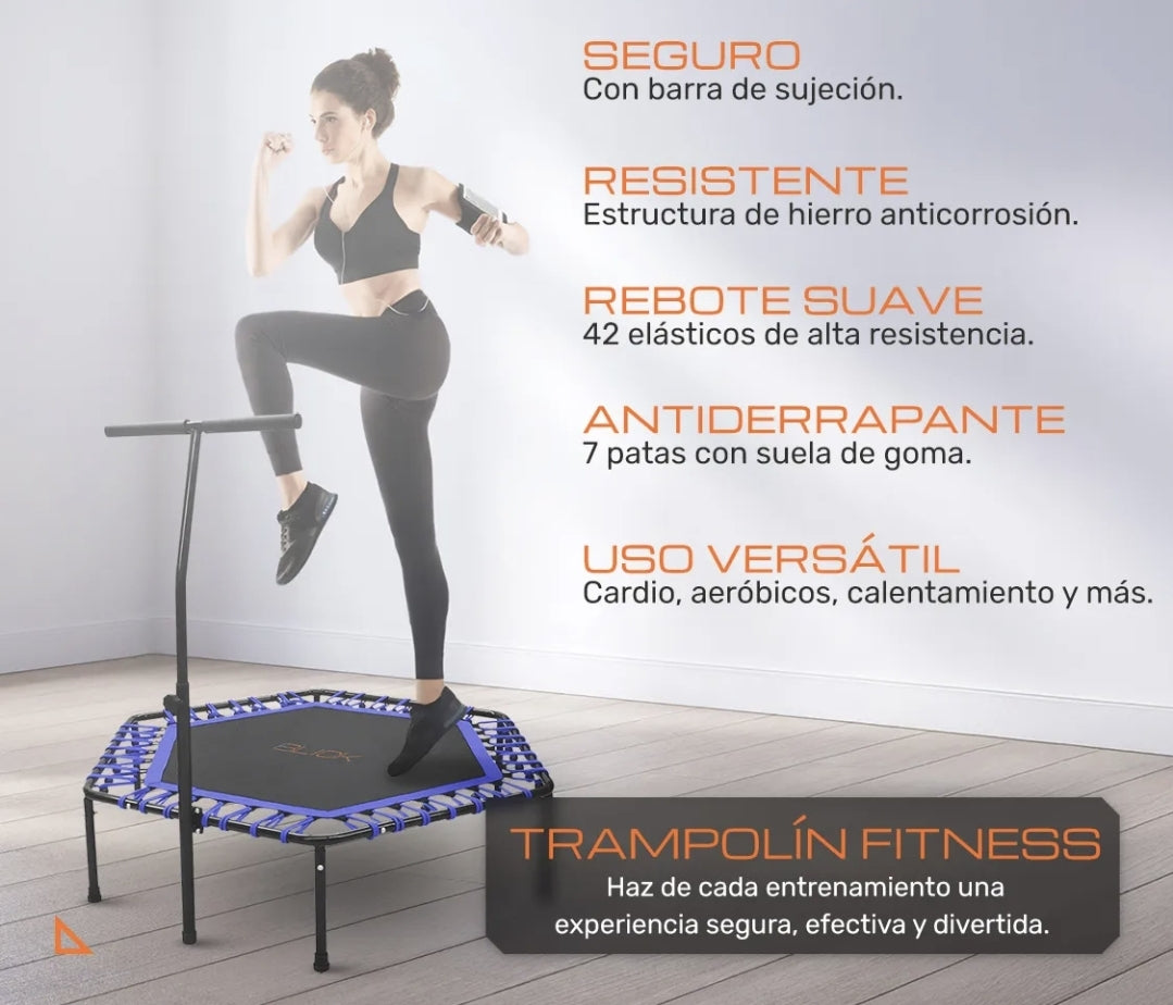 Trampolín Hexagonal Con Barra Soporta 100 Kg