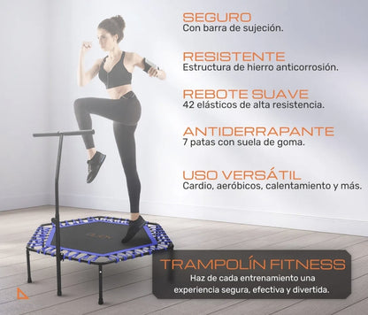 Trampolín Hexagonal Con Barra Soporta 100 Kg