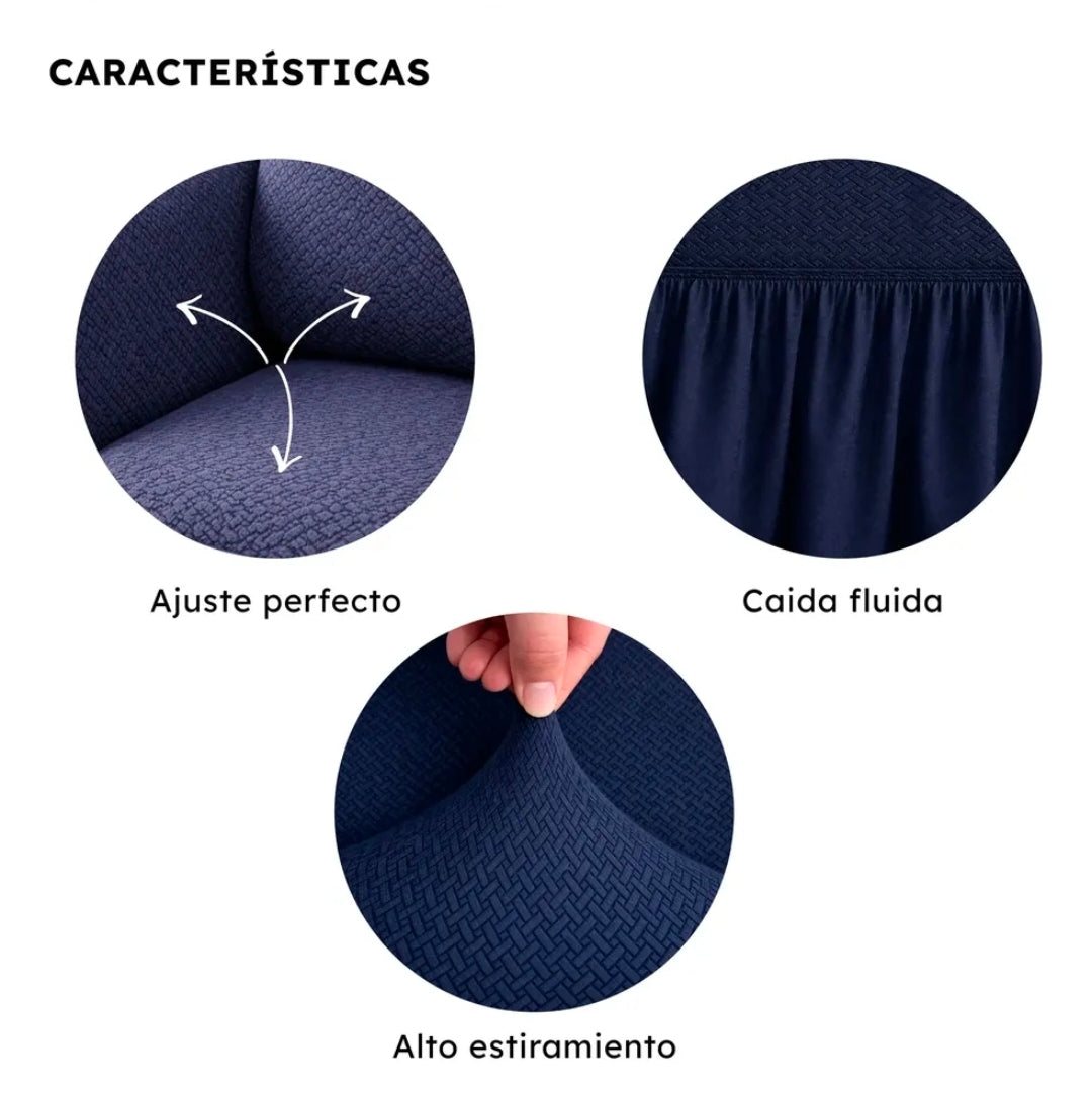 Funda Cubre Sala con Falda Protector Tela Ajustable 3pz