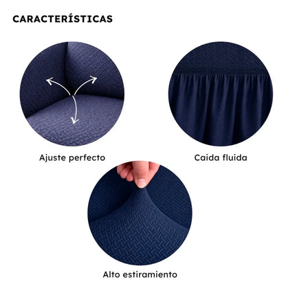 Funda Cubre Sala con Falda Protector Tela Ajustable 3pz
