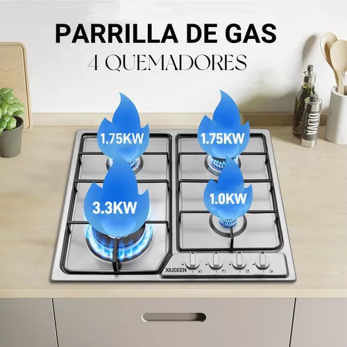 PARRILLA XIUDEEN ACERO INOXIDABLE 4 QUEMADORES