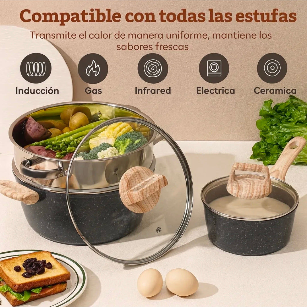 Batería de cocina antiadherente 12pz