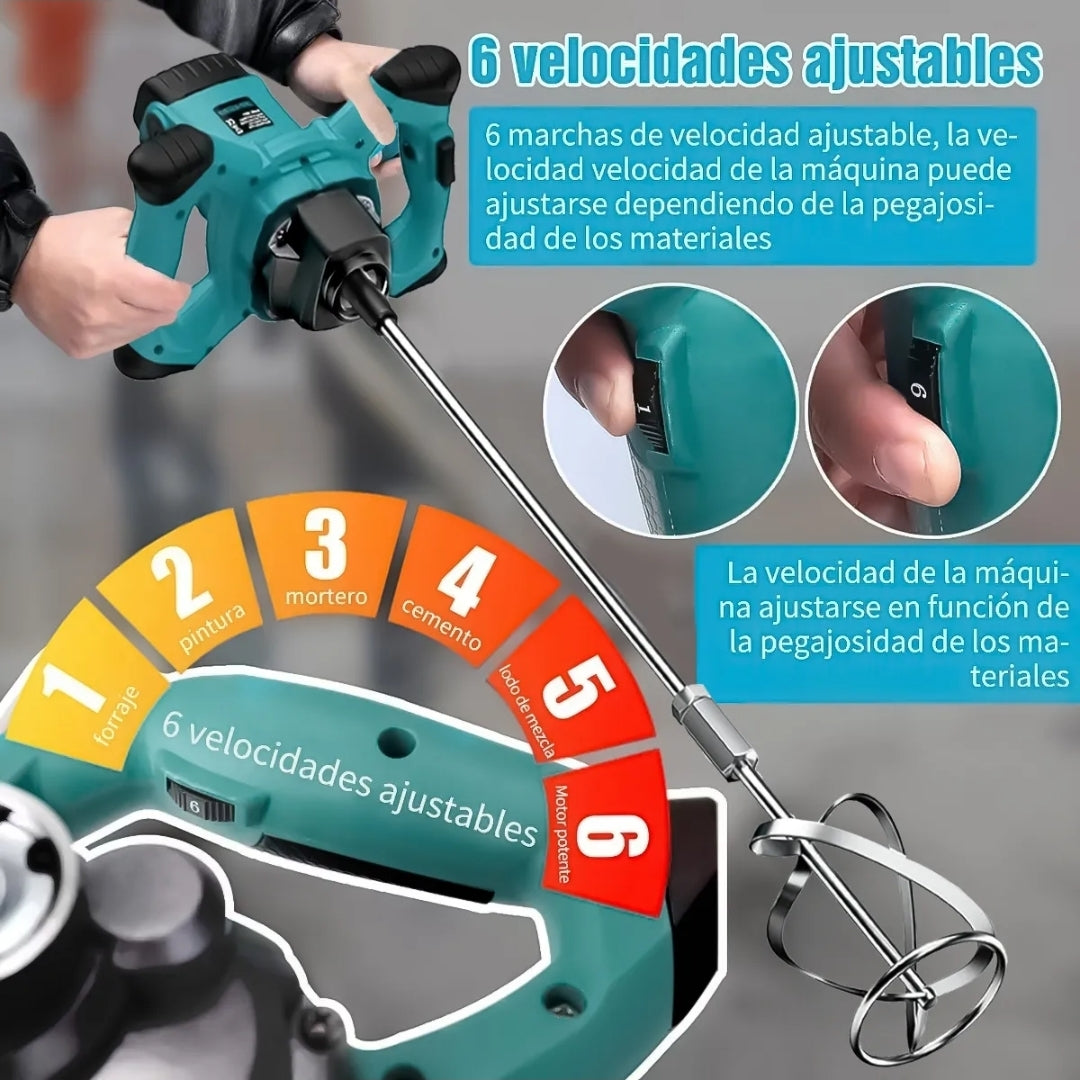 Mezcladora eléctrica de cemento/pintura 6 velocidades 3200w