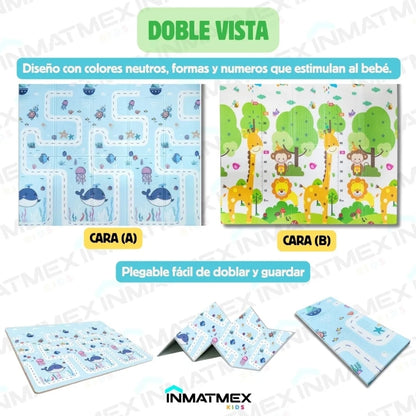 Tapete de bebé antigolpes plegable 2.00x1.50m doble cara