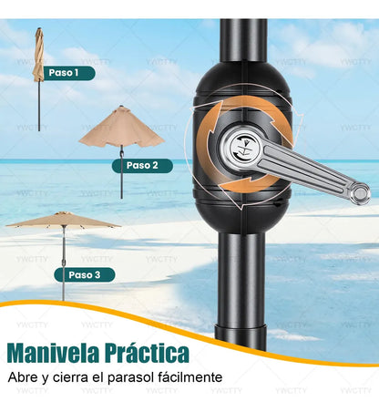 Sombrilla Para Jardin Y Playa 2.3m Exterior Plegable