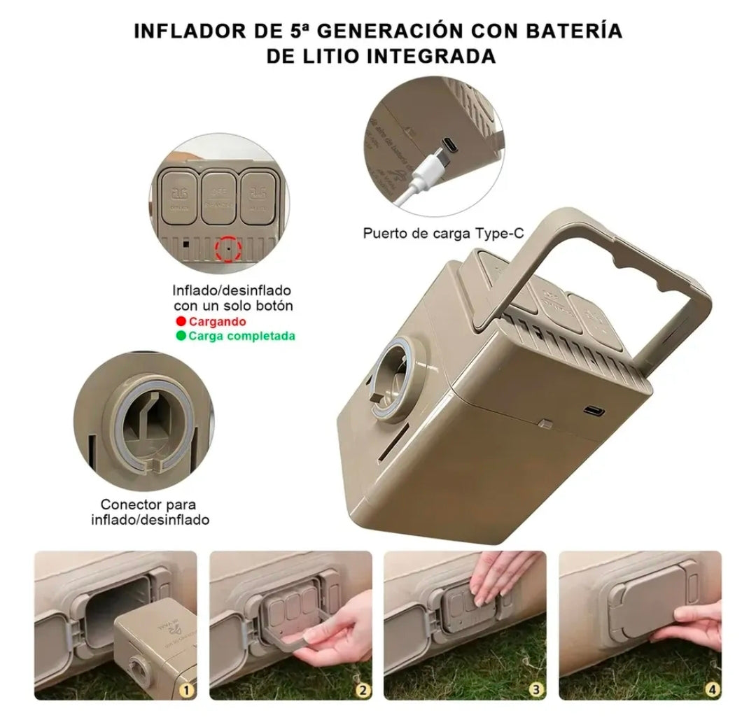 Colchón Inflable Matrimonial Con Bomba Inalámbrica
