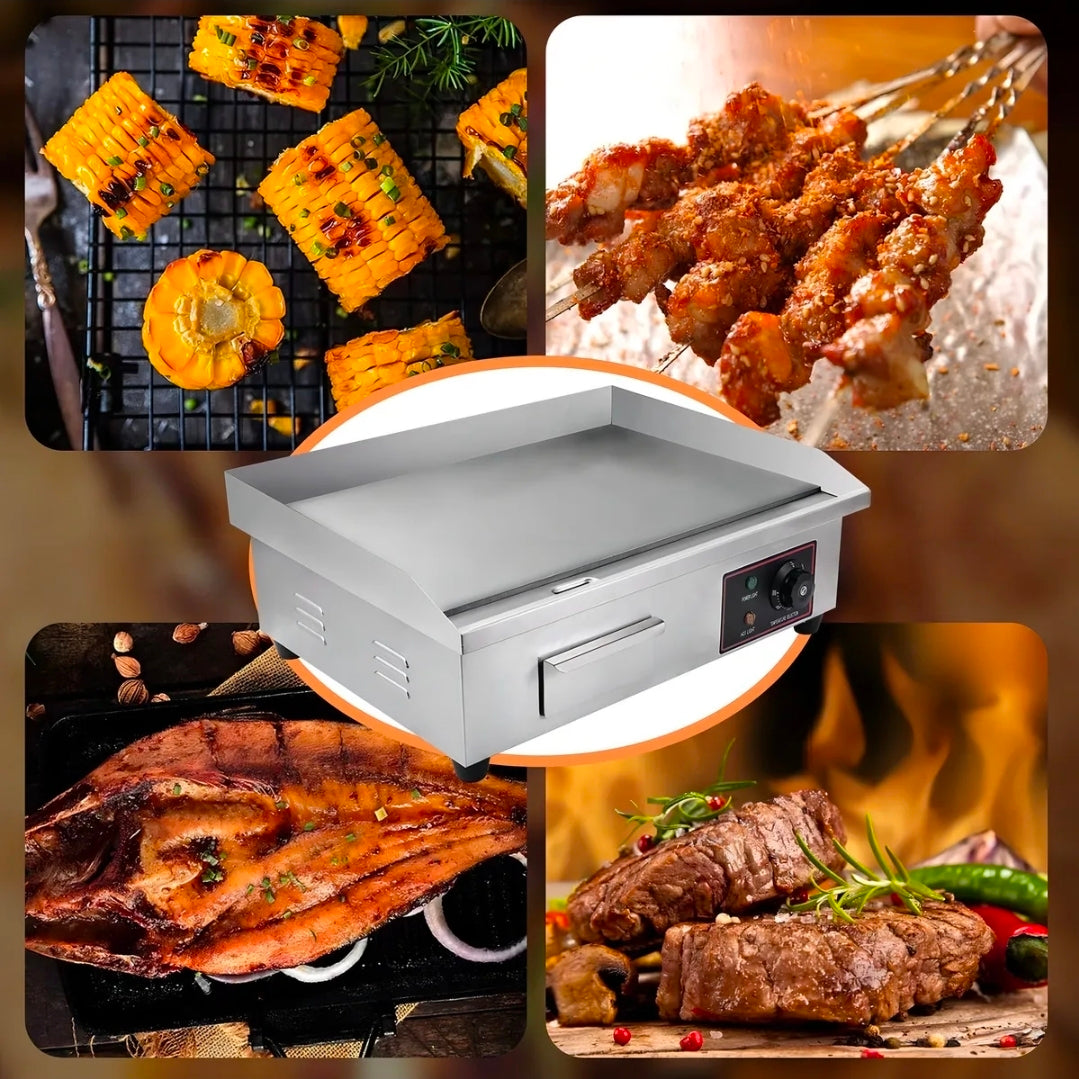 Parrilla Comal Plancha Eléctrica Industrial 110v 1700w Con pincel y espátula