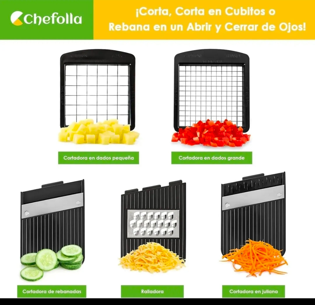 Rallador cortador multifuncional  13 en 1 con contenedor y espiralizador ajustable