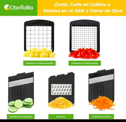 Rallador cortador multifuncional  13 en 1 con contenedor y espiralizador ajustable