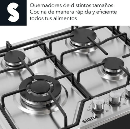 Parrilla empotrable 6 quemadores gas Acero inoxidable SIGNA