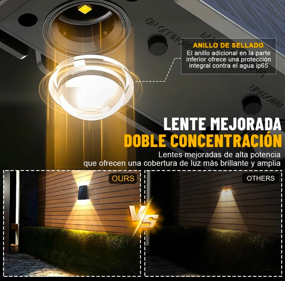 4 lámparas de pared Led solar luz cálida