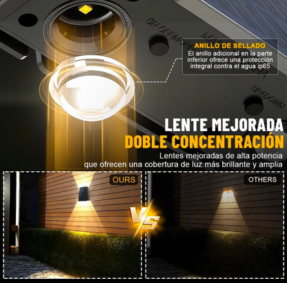 4 lámparas de pared Led solar luz cálida
