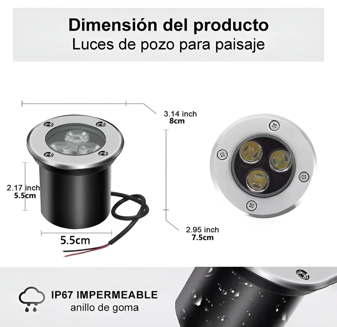 8 Lámparas de piso 3W luz cálida