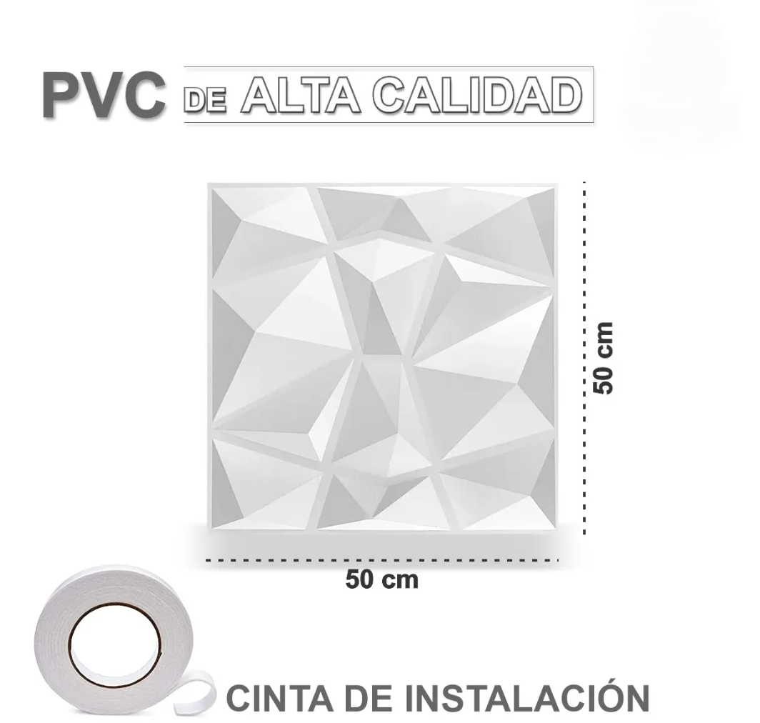 Paneles pvc decorativo 50x50 cm blanco / negro