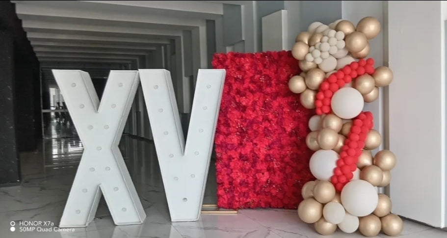 Panel flores rosas artificiales 12piezas 38x38cm