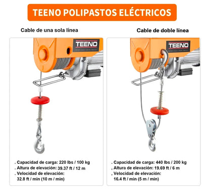 Polipasto eléctrico de carga 200kg 12m