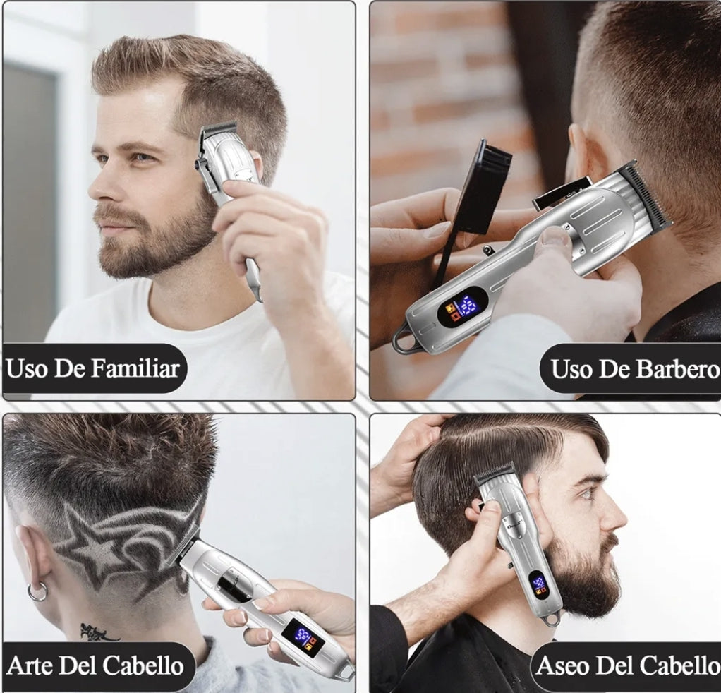 Kit Máquinas Cortadoras de Cabello Barberia Profesional bateria recargable