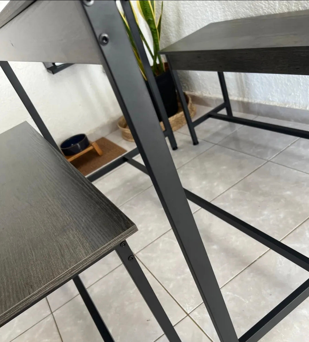 Conjunto De Comedor Rectangular Con 2 Bancos Para 4 Personas