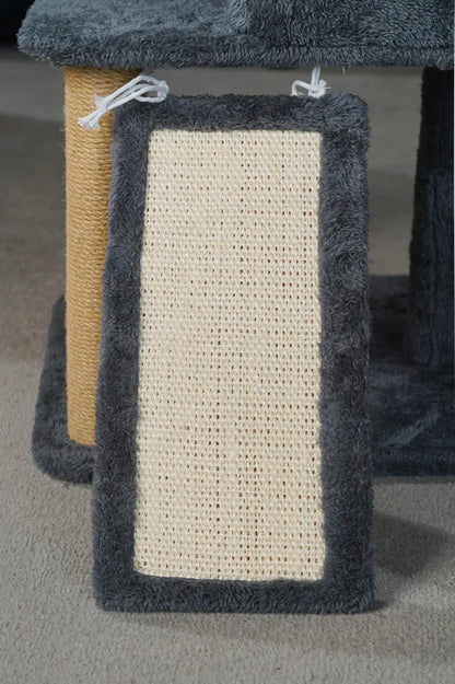 Torre Árbol Rascador Para Gato Con Casa Gris 132cm