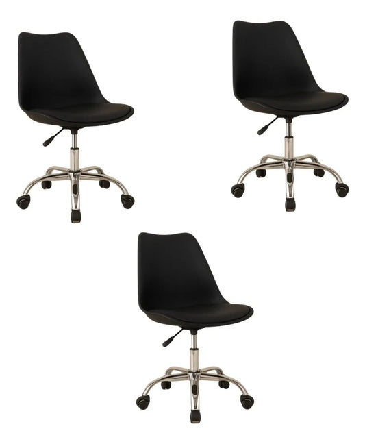 Set 3 sillas eames ejecutivas con rueditas