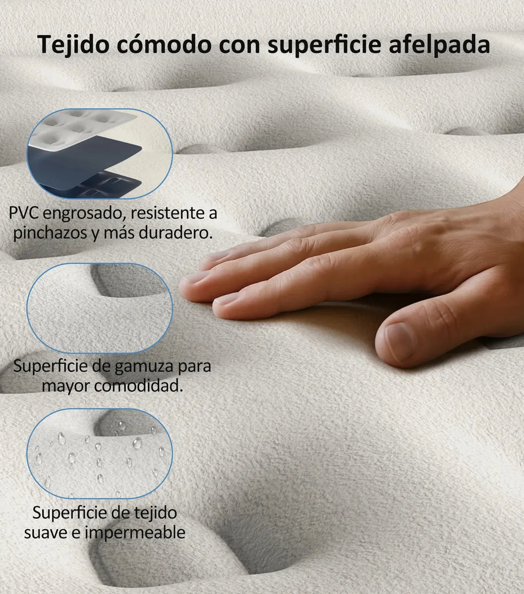 Colchón Inflable Individual Con Bomba Eléctrica De Enchufe Cama De Aire Portátil 195*100*40 cm