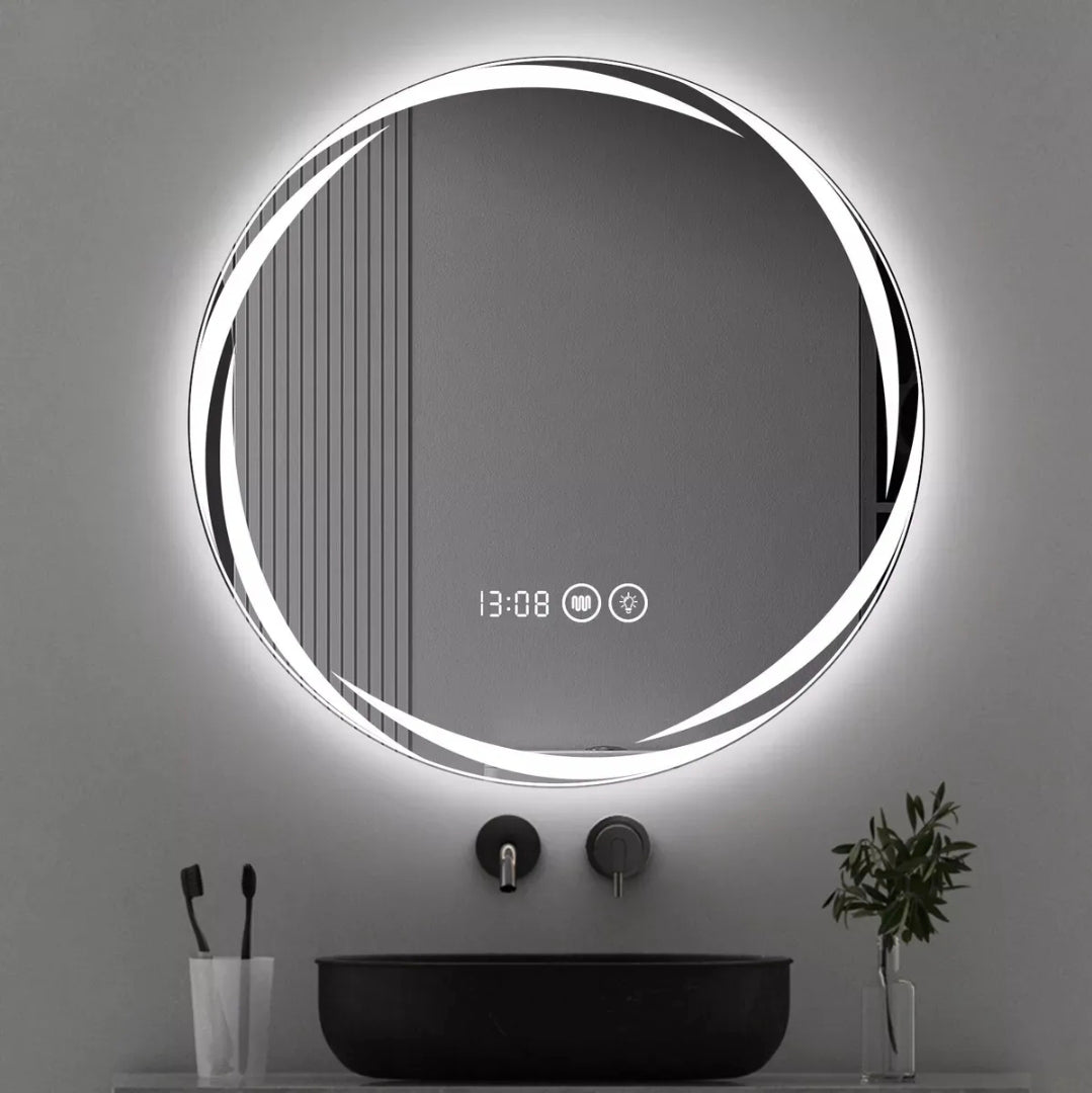 Espejo led con ajuste de hora 60x60cm